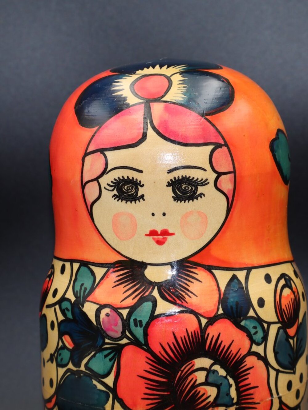 Vintage Handpainted Russian Matryoshka Nesting Doll - 8 - Picture 6 of 7